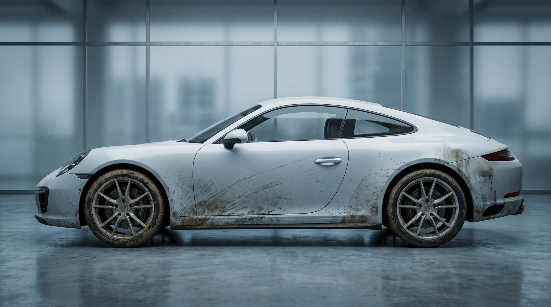 Porsche 911 før behandling hos Jensen Autospa – skitten lakk